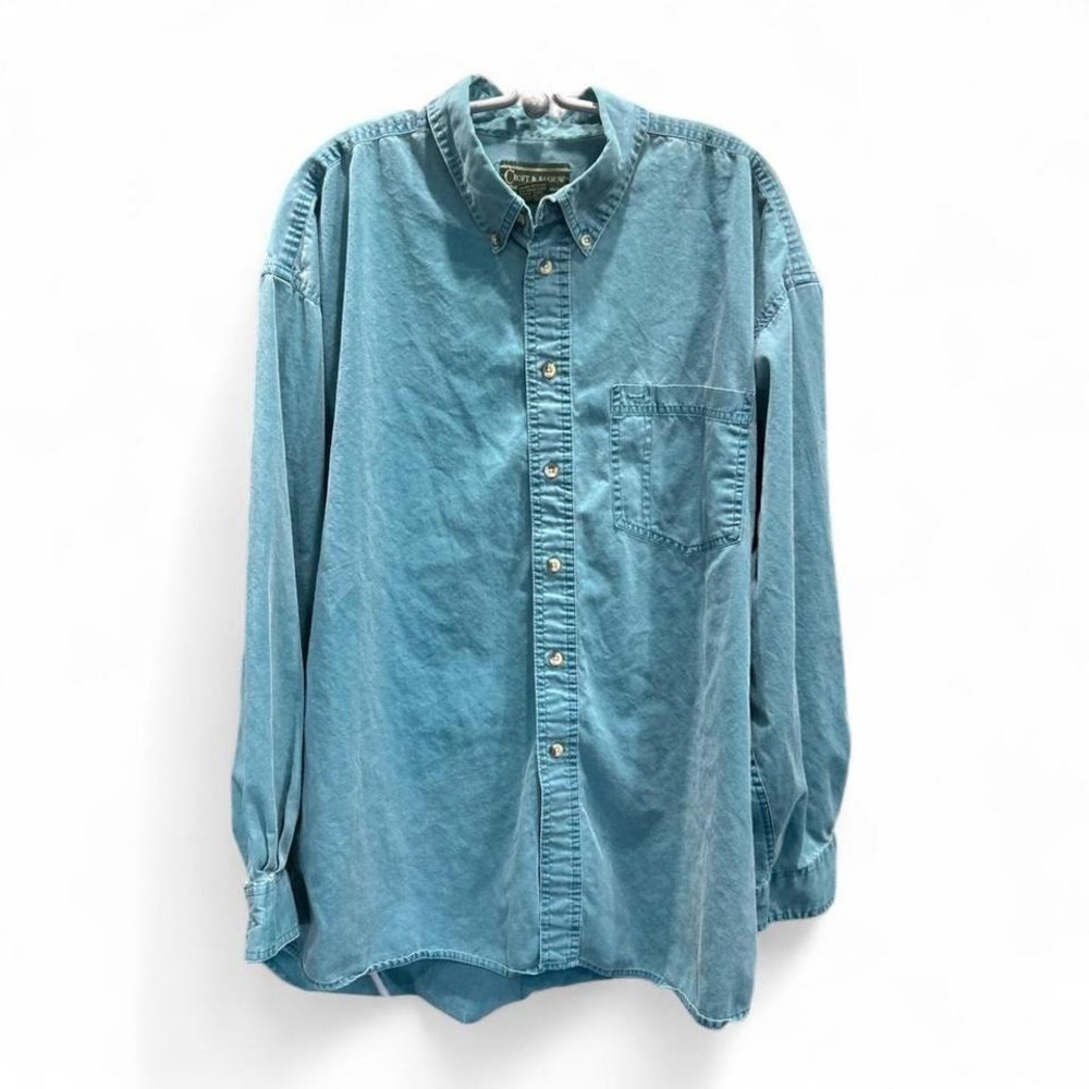 Men's retro 100% Croft & Barrow teal button-up shirt‎ size xl (xl3)